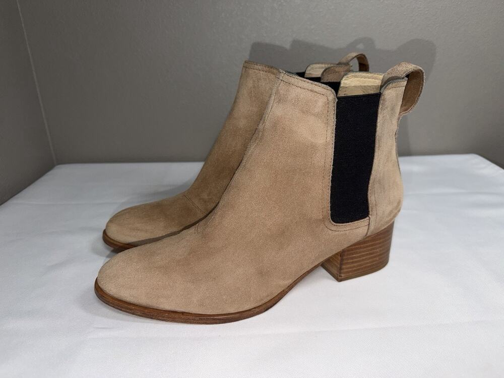 Rag & Bone Walker Women’s 10 Chelsea Boots Camel Brown Suede Ankle Block Heel
